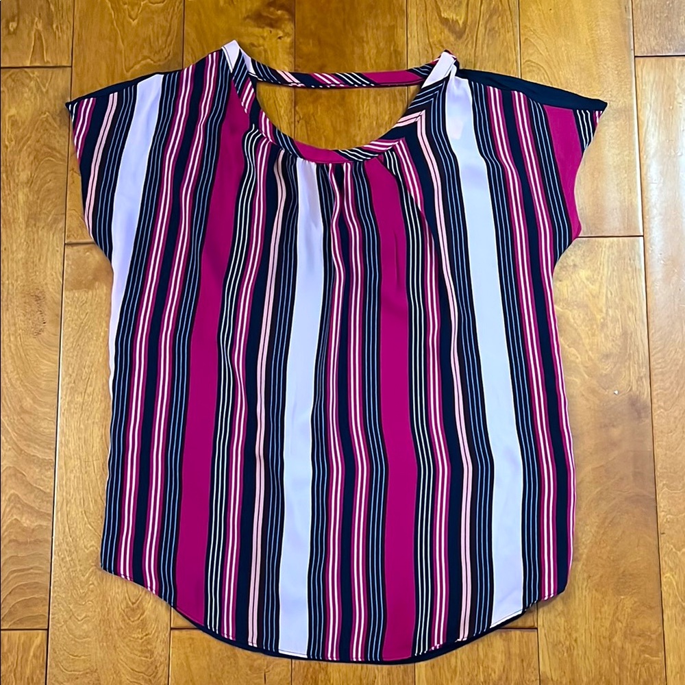 LOFT Outlet Striped Sleeveless Sheath Top Size XS Office Work Pink Navy NWT